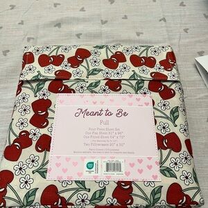 Full Sheet Set - Red and White Cherry Heart  Design